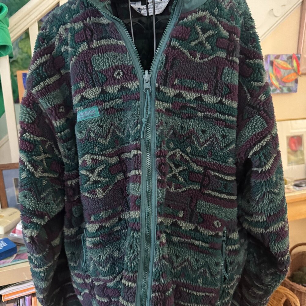 Columbia Green and Purple Patterned Fleece Jacket